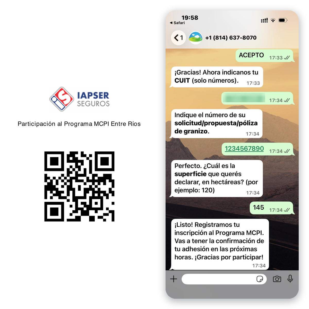 Parcours d'adhésion par WhatsApp à partir du QR code de la compagnie d'assurance