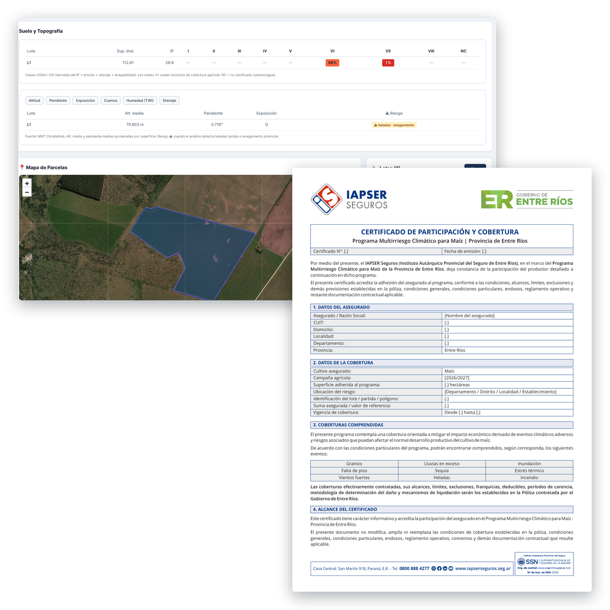 Validation automatique des contours de parcelles et génération du certificat de participation